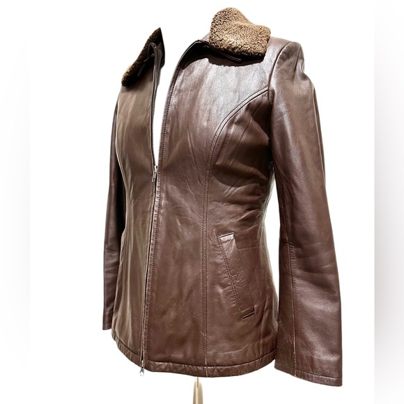 LEATHER NATURAL REFLECTIONS RICH Brown genuine Jacket Ladies size medium zipper - Picture 8 of 15